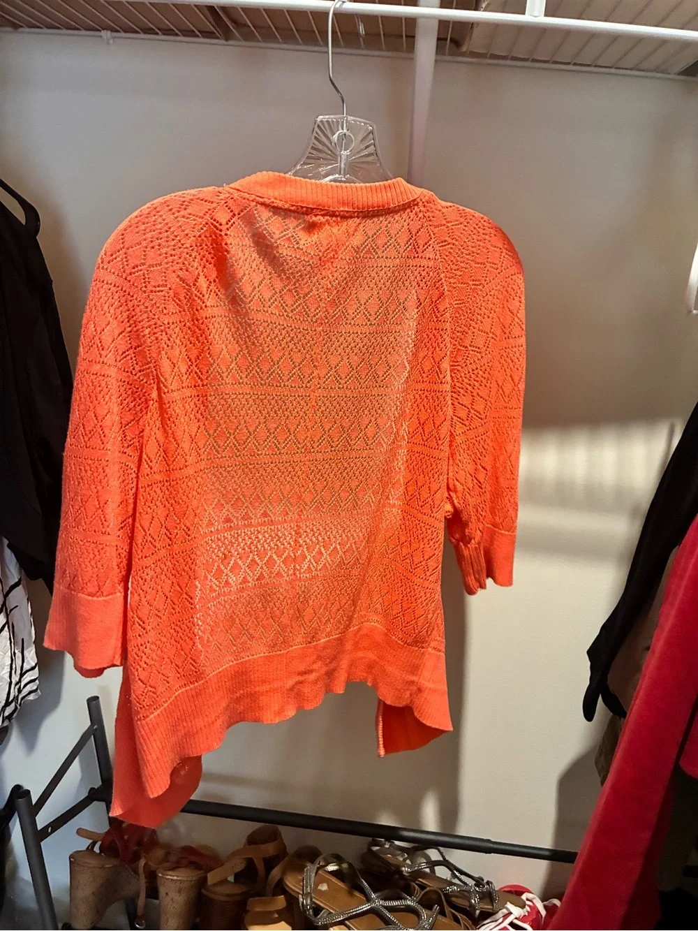 SO Coral Openwork Knit Cardigan Sweater size:XL - Picture 4 of 4